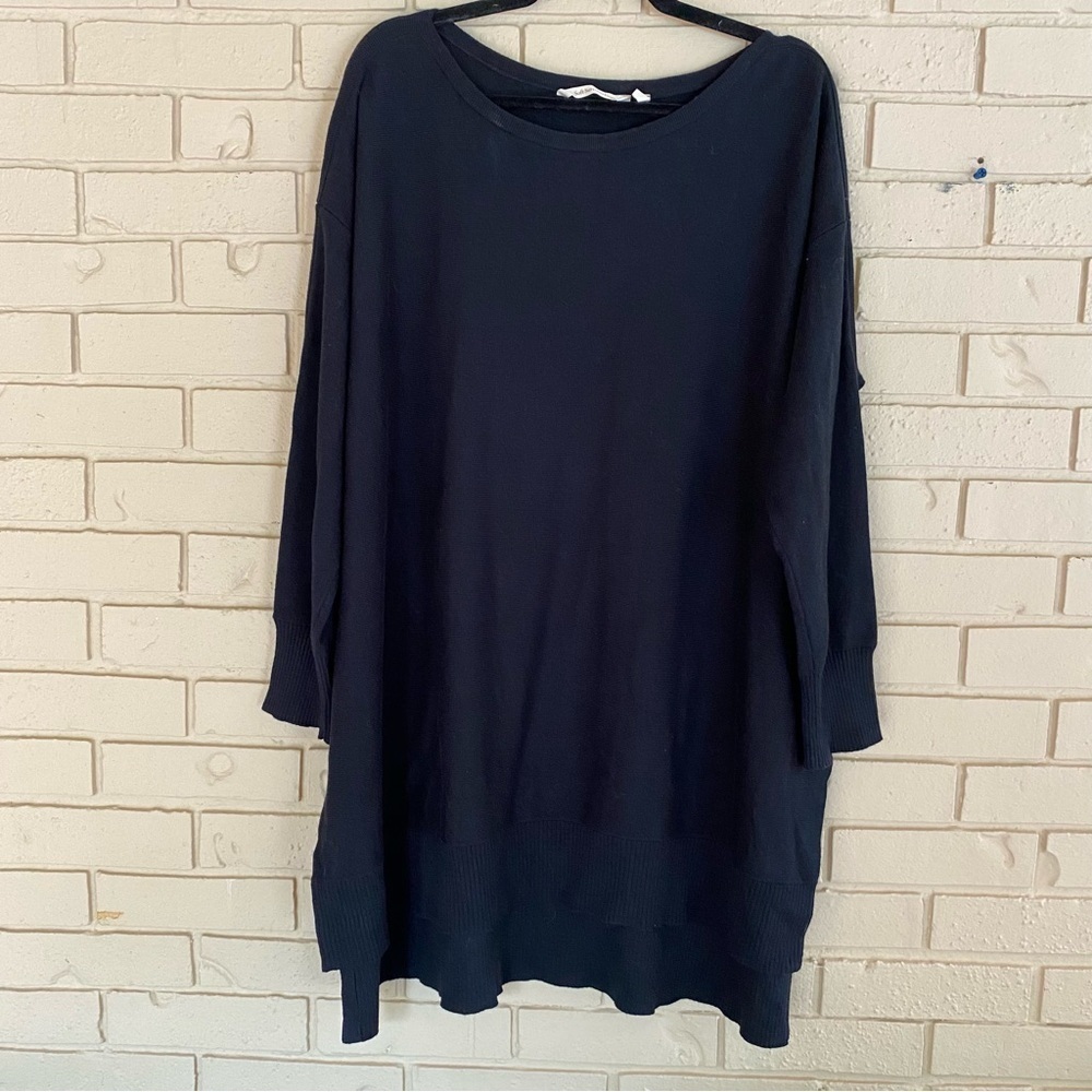 Soft Surroundings Womens Tunic Top Sweater Size 2X Black Side Slits Soft
